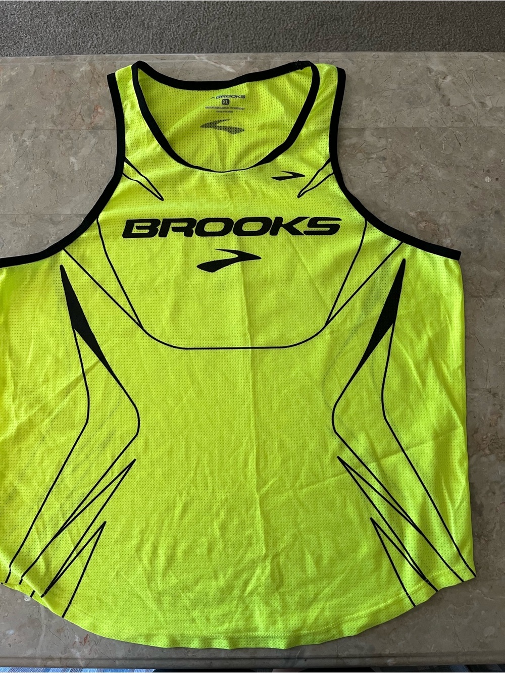 Brooks Men’s Neon Yellow Running Tank with Black Trim